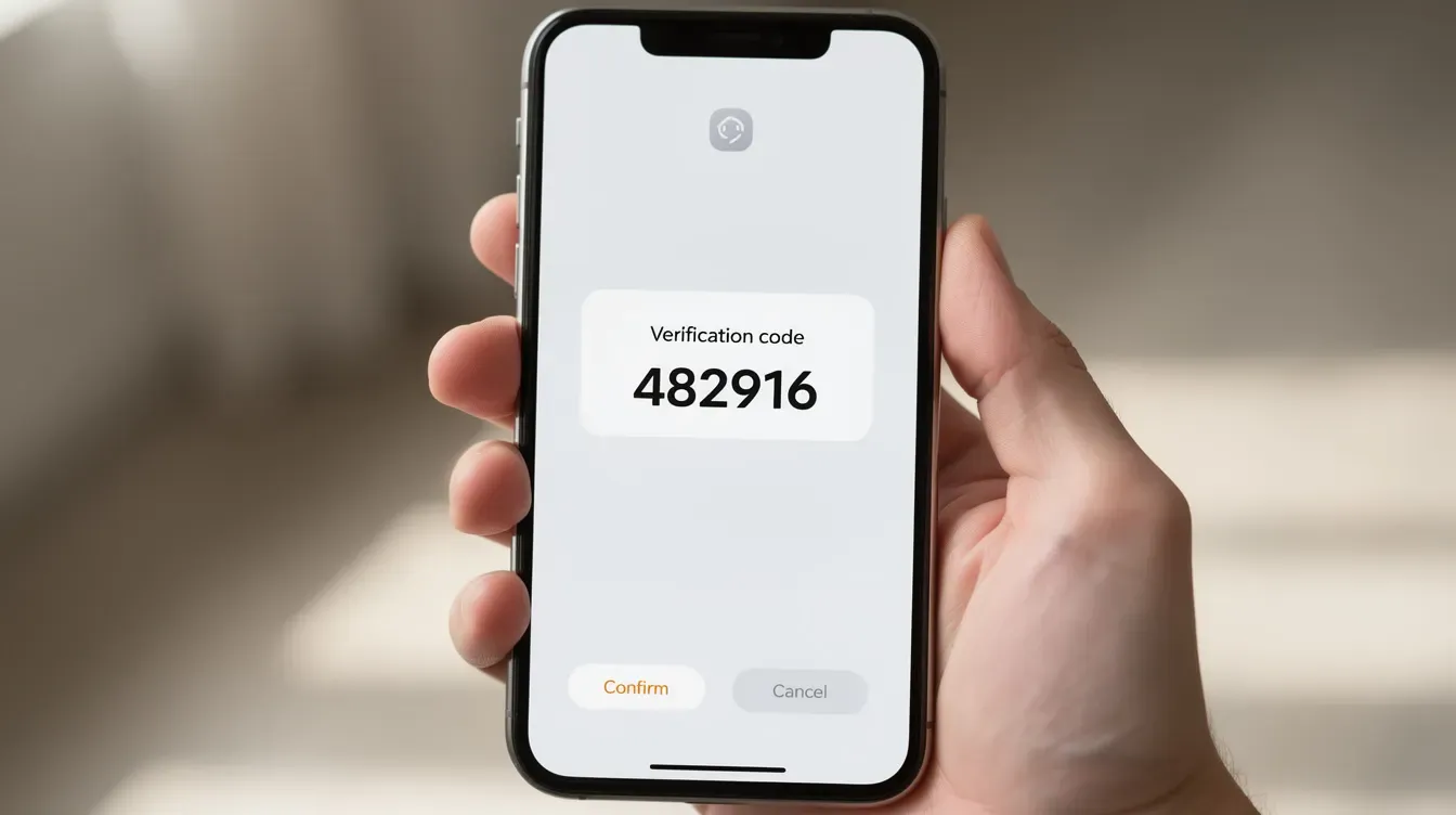A close-up of a hand holding a smartphone that displays a notification for a verification code, likely related to accessing a universal credit account online. The image emphasizes the importance of secure access for managing financial support and benefits.
